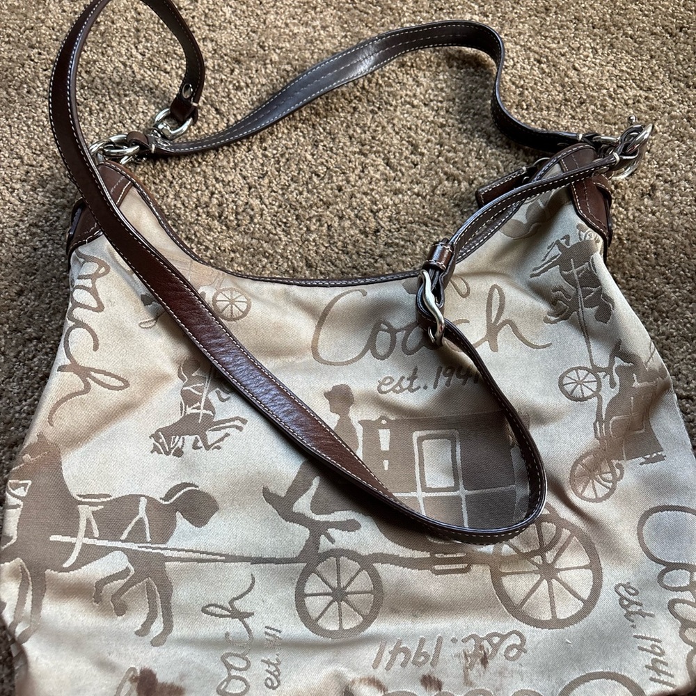 Coach Signature Brown and Tan Shoulder Bag